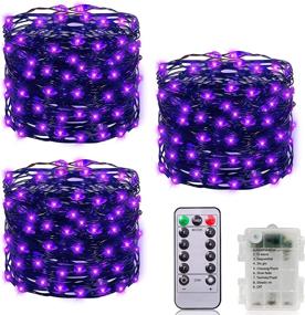 img 4 attached to 🎃 Halloween String Lights 3 Pack - 300LED/99Ft Fairy Light Set for Indoor/Outdoor Decor - Timer Remote, 8 Modes, Waterproof, Purple