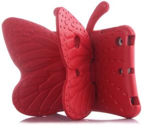 img 2 attached to 🦋 ER CHEN Kids Lightweight Cute Butterfly Design Shockproof EVA Foam Series Case for iPad 2/3/4 (Red) - Improved SEO