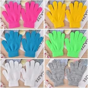 img 2 attached to 🧤 Coopay 12 Pairs Kids Winter Warm Magic Gloves - Stretchy Full Finger Mittens for Boys and Girls (12 Mixed Colors, 7-12 Years)