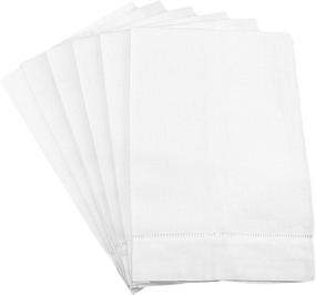 img 4 attached to 🌿 CleverDelights White Linen Hemstitched Hand Towels - 6 Pack - 100% Linen - Tea Towels - 14"x22