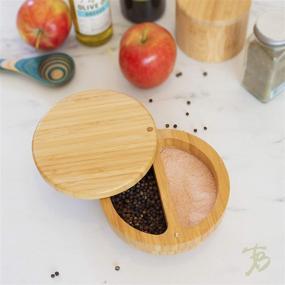 img 2 attached to 🎋 Totally Bamboo Box Salt Keeper Duet: Bamboo Container with Magnetic Lid for Secure Storage, Two Compartments for Salt & Spices – 1 EA