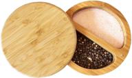 🎋 totally bamboo box salt keeper duet: bamboo container with magnetic lid for secure storage, two compartments for salt & spices – 1 ea logo