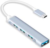 💻 usb c hub adapter, usb-c to usb a hub with 4 ports, usb-c to usb 3.0 hub, usb 2.0 hub, for macbook pro 2020/2019, ipad pro 2021, imac 2021, usb splitter in gray aluminum alloy логотип