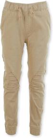 img 3 attached to 👖 Cotton Woven Pull On Stretch Khaki Joggers Boys Sweatpants with Side Pockets - ONE POINT ONE