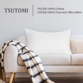 img 3 attached to 🛏️ Декоративные подушки TSUTOMI для кровати: набор из 2 штук - вставки для подушек 12x20, льняные наполнители, вставки для диванов и декоративных подушек