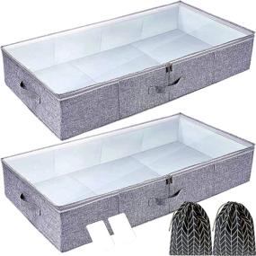 img 4 attached to 📦 Gorgero Under Bed Storage Container Set - Stackable Large Woven Underbed Storage Containers with Plastic Board for Comforters, Blankets, and Bedding - Set of 2 Breathable Underbed Clothes Organizer Storage Boxes