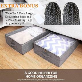 img 3 attached to 📦 Gorgero Under Bed Storage Container Set - Stackable Large Woven Underbed Storage Containers with Plastic Board for Comforters, Blankets, and Bedding - Set of 2 Breathable Underbed Clothes Organizer Storage Boxes