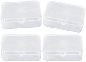 img 3 attached to 📦 Clear Polypropylene Mini Storage Containers with Hinged Lid - Pack of 4 (3.46"x 2.24"x 1.18") for Accessories, Crafts, Learning Supplies, Screws, Drills, Battery