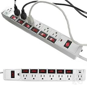 img 4 attached to Powerful 7-Outlet Surge Protector with Convenient Individual Switches