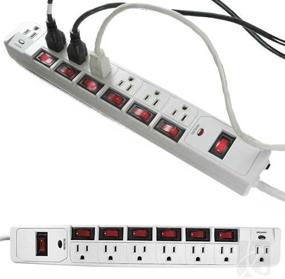 img 1 attached to Powerful 7-Outlet Surge Protector with Convenient Individual Switches