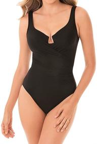 img 3 attached to Miraclesuit Womens Surplice Underwire Swimsuit Women's Clothing