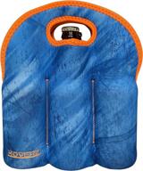 🎣 koverz - top rated neoprene insulated 6-pack carrier, beer bottle carrier, six-pack tote - realtree fishing blue with orange accents логотип