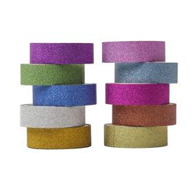 img 2 attached to 🎁 DERAYEE 10 Roll Washi Tape Set: Sparkling Glitter Foil Tapes for Scrapbook, Planner, Arts & Crafts—Ideal Gift Wrappings