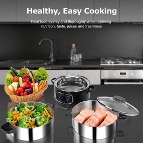 img 3 attached to 🥦 Secura 2 Stainless Steel Food Steamer 8.5 Qt: Electric, Double Tiered Stackable Baskets with Timer & Glass Lid - Ideal for Vegetable Steaming