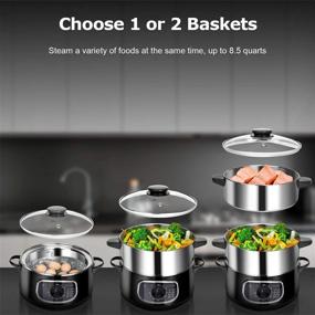 img 2 attached to 🥦 Secura 2 Stainless Steel Food Steamer 8.5 Qt: Electric, Double Tiered Stackable Baskets with Timer & Glass Lid - Ideal for Vegetable Steaming