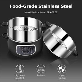 img 1 attached to 🥦 Secura 2 Stainless Steel Food Steamer 8.5 Qt: Electric, Double Tiered Stackable Baskets with Timer & Glass Lid - Ideal for Vegetable Steaming