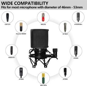 img 2 attached to 🎤 Универсальное поп-фильтр при сдерживании с AT2020 микрофоном - PEMOTech Анти-Вибрационное Подвесное Крепление для Микрофона с Бонусным Адаптером-Винтом (46мм-53мм диаметр)