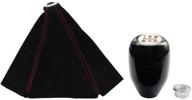 🔴 xtremeamazing black/red stitching suede manual shifter shift boot and 5 speed knob set for jdm honda acura logo