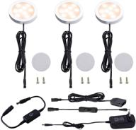 💡 aiboo under cabinet led puck lighting kit with touch dimmer switch - 3 lights 6w (warm white) логотип