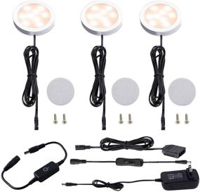 img 4 attached to 💡 AIBOO Under Cabinet LED Puck Lighting Kit with Touch Dimmer Switch - 3 Lights 6W (Warm White)