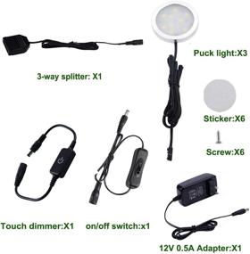 img 3 attached to 💡 AIBOO Under Cabinet LED Puck Lighting Kit with Touch Dimmer Switch - 3 Lights 6W (Warm White)