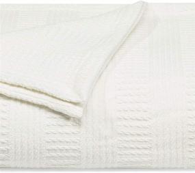 img 2 attached to Nautica Stripe Blanket Cotton White