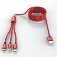 🔌 red 5.9ft nylon braided universal phone charger cord - multi 3 in 1 usb long cable with usb c/micro usb/lightning connector adapter for android, apple, samsung, lg, pixel, huawei, xiaomi logo