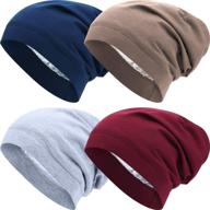 👩 women's satin lined sleep cap slouchy beanie hat for nighttime hair care - set of 4 logo