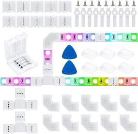 img 4 attached to 🔌 46-Piece LED Strip Connector Kit for 10mm 4 Pin 5050 RGB LED Lights - No Soldering, Gapless Connector, L-T-Connector Clips, and Tools