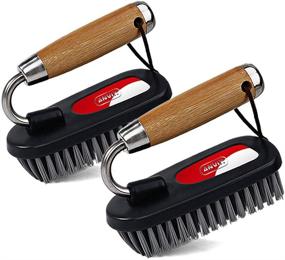 img 1 attached to Powerful ANVIX Scrub Brushes for Deep Household Cleaning - 2 Pack for Bathroom, Shower, Sink, Carpets & Floors