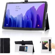 📱 dmluna case for samsung galaxy tab a7 10.4 inch 2020 model (sm-t500/t505/t507) - folio pu leather cover with auto wake sleep feature, hand strap and card slot - black logo