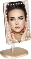 💄 impressions touch pro makeup mirror: led lights, bluetooth speaker, & adjustable 360 rotation - rectangle vanity mirror with touch screen switch, usb charging port - champagne gold logo