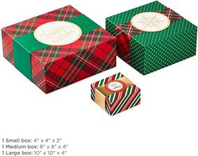 img 2 attached to 🎁 Подарочные коробки Hallmark для Рождества: Разные размеры с оберточными лентами (красный, зеленый, золотой) - Снежинки, полосы, точки, клетка.