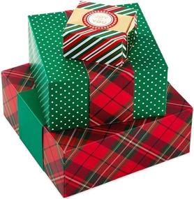 img 4 attached to 🎁 Подарочные коробки Hallmark для Рождества: Разные размеры с оберточными лентами (красный, зеленый, золотой) - Снежинки, полосы, точки, клетка.