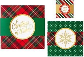 img 1 attached to 🎁 Подарочные коробки Hallmark для Рождества: Разные размеры с оберточными лентами (красный, зеленый, золотой) - Снежинки, полосы, точки, клетка.