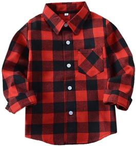 img 4 attached to Uwback Sleeve Flannel Check Shirts