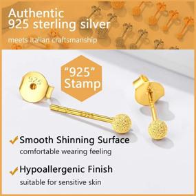 img 2 attached to Hypoallergenic 925 Sterling Silver Stud Earrings | Sensitive Ears Cartilage Earring Studs in a Gift Box