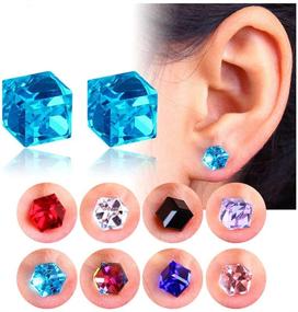 img 3 attached to 💎 Stylish 5 Pairs Stainless Steel Clip-On CZ Water Cubic Small Stud Earrings – No Piercing Required!