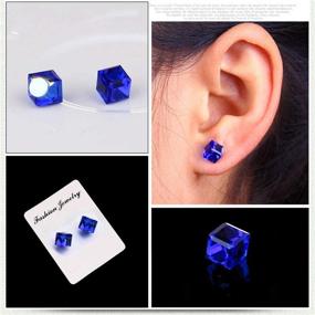 img 2 attached to 💎 Stylish 5 Pairs Stainless Steel Clip-On CZ Water Cubic Small Stud Earrings – No Piercing Required!