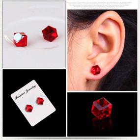 img 1 attached to 💎 Stylish 5 Pairs Stainless Steel Clip-On CZ Water Cubic Small Stud Earrings – No Piercing Required!