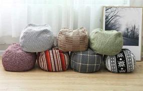 img 1 attached to 🪑 Soft Cotton Linen Foot Stool Cover - Square Unstuffed Pouf Ottoman, Foot Rest, Cotton Woven Square Poufs for Living Room, Bedroom, Under Desk - 15.7x15.7x9.84inch