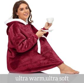 img 2 attached to RXLLDOLY Oversized Sherpa Hoodie Blanket, Wearable Sweatshirt with Pocket and Sleeves, Super Soft Warm Comfy Plush Hooded Blanket for Adult Women Men, One Size