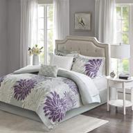 🛏️ maible cozy full bed in a bag comforter set with floral medallion damask design and cotton sheet set - all season cover, decorative pillow included - 78 in x 86 in - purple/gray logo