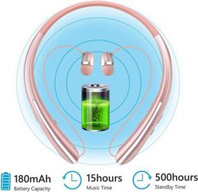 img 1 attached to 🎧 Превосходные розовые беспроводные наушники: выдвижные наушники с ошейником, гарнитура, защита от пота, стерео-наушники - время работы 12 часов, Bluetooth 5.0