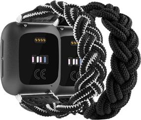 img 4 attached to 📿 Универсальный комплект из 2 эластичных ремешков для Fitbit Versa/Versa 2/Versa Lite - элегантный плетеный ремешок Solo Loop для женщин и мужчин