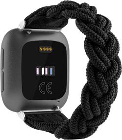 img 2 attached to 📿 Универсальный комплект из 2 эластичных ремешков для Fitbit Versa/Versa 2/Versa Lite - элегантный плетеный ремешок Solo Loop для женщин и мужчин