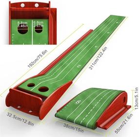 img 2 attached to 🏌️ Kuwork Wood Golf Putting Mat: Indoor/Outdoor Auto Ball Return System – Perfect Golf Practice Aid, Ideal for Home, Office, Backyard Use – Unmatched Gift for Men