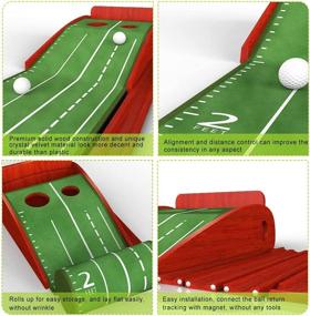 img 1 attached to 🏌️ Kuwork Wood Golf Putting Mat: Indoor/Outdoor Auto Ball Return System – Perfect Golf Practice Aid, Ideal for Home, Office, Backyard Use – Unmatched Gift for Men