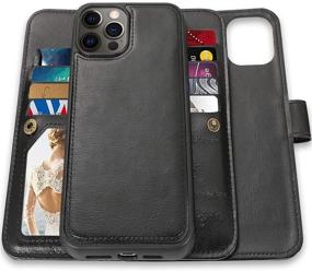 img 4 attached to 📱 CASEOWL Wallet Case: Magnetic Detachable 2 in 1 Folio Leather for iPhone 12 Pro Max - 9 Card Slots, Hand Strap - Black