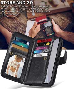 img 1 attached to 📱 CASEOWL Wallet Case: Magnetic Detachable 2 in 1 Folio Leather for iPhone 12 Pro Max - 9 Card Slots, Hand Strap - Black